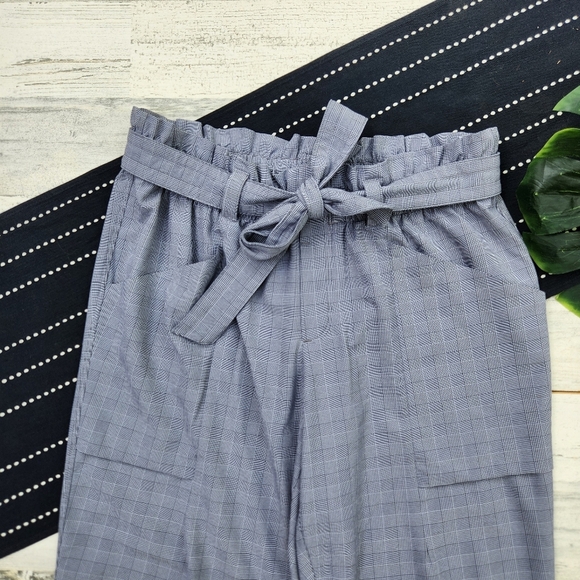 Athleta Plaid Skyline Pants Belted Tapered Size 8 - Picture 3 of 9